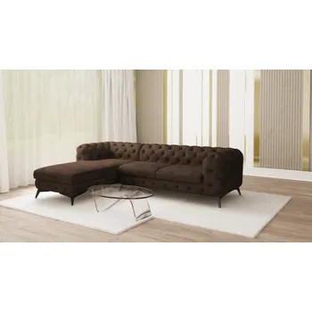 Sedací souprava Luxusní sedací souprava CHELSEA L 305 x 200 Barva: hnědá, Nožičky: Matně černé