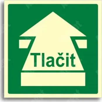 Únikové a protipožární fotoluminiscenční značení OTEVÍRÁNÍ DVEŘÍ - TLAČIT - tabulka 15x15cm