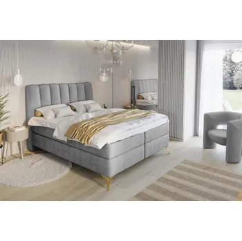 Postel Boxspring postel s úložným prostorem s matrací a topperem 180x200 Lexi Barva: Světlá šedá