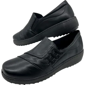 Dámské mokasíny Dámské černé nadměrné mokasíny s jemným zateplením Barva: Černá, Velikost: 41