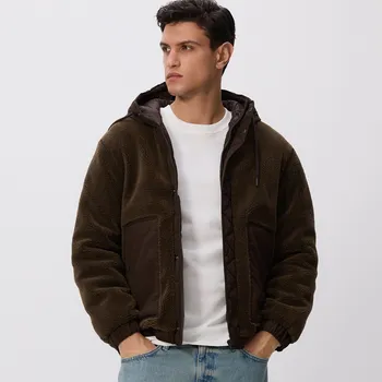 Dámský kabát Reserved - Bunda sherpa s kapucí - tmavě hnědá - 996FV-89X - 996FV-89X-M