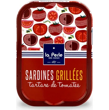konzervovaná ryba La Perle des Dieux La Perle Grilované Francouzské sardinky v rajčatovém "tartare" 115g