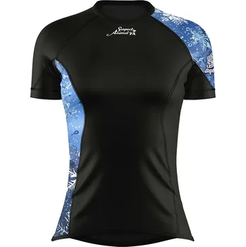 Dámské funkční triko krátký rukáv SNOWFLAKES černá Bamboo Ultra