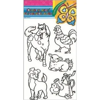 Výtvarná barva Předlohy na malování na sklo s vyvýšenou konturou farma 30x21cm kůň a slepice