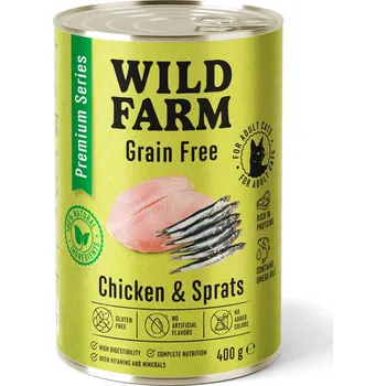 Krmivo pro kočku WILD FARM Premium Grain Free Chicken and Sprats 400g - krmivo pro kočky bez obilovin