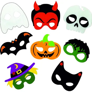 Karnevalový kostým Filcové masky na Halloween - Barevné, 8 ks