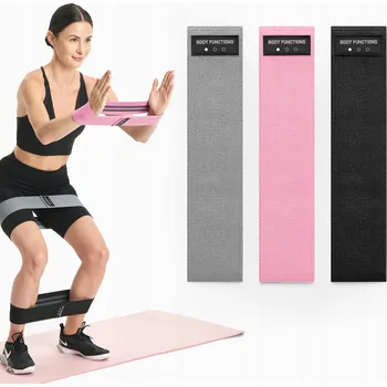 Odporové gumy na cvičení krátké SADA 3 ks ÚROVNĚ ODPORU Body Functions