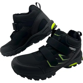 Pánská zimní obuv Superun Pánské černé softshellové nadměrné zimní boty na suchý zip 02 Černá, 48