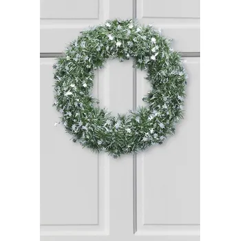 Vánoční dekorace Věnec VÁNOČNÍ HVĚZDA stříbrný závěsný