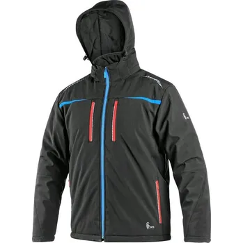 Pánská softshellová bunda CANIS Bunda CXS NORFOLK, zimní, pánská, černá s HV modro/červenými doplňky Velikost: XL
