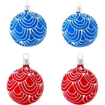 Vánoční ozdoba Koulier Skleněné vánoční ozdoby vlastenecké perníčky - Sada kouliček, 4 ks