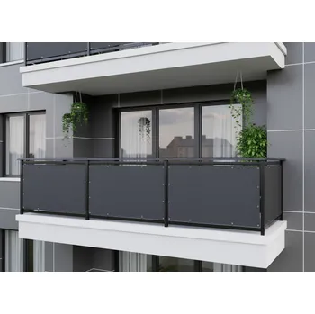 Krycí plachta Balkonová zástěna OSLO grafitová, výška 80 cm, šířka různé rozměry MyBestHome Rozměr: 80x700 cm rozteč 50 cm