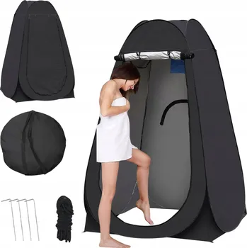 Stan Jednoplášťový černý sprchový Stan Matisto pro 1 osobu s kapsami