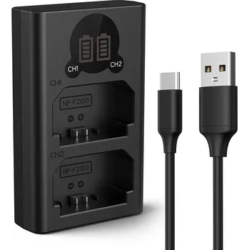 K&F NP-FZ100 Digital Camera Dual LED Display Screen;Supports Micro USB and Type-C charging