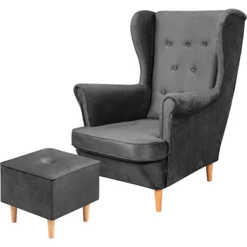 Křeslo Floki lounge set křeslo s podnožkou Graphite