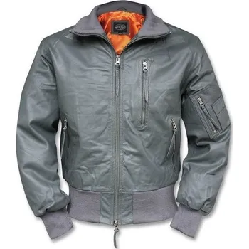 Pánská casual bunda MIL-TEC Bunda kožená BW AVIATOR ŠEDÁ ŠEDÁ - GREY 52