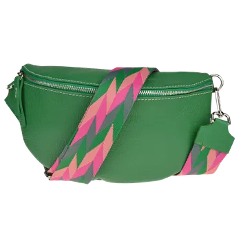 Kabelka NovaKabelka.cz Kožená italská crossbody kabelka Reni Grande Verde s přídavným popruhem VI