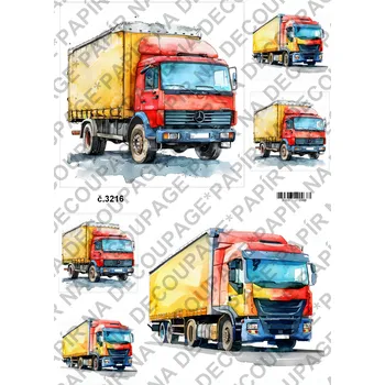 Umělecký papír Rýžový a soft papír na decoupage - Kamion - KB3216 Materiál: Soft, Rozměr: A4