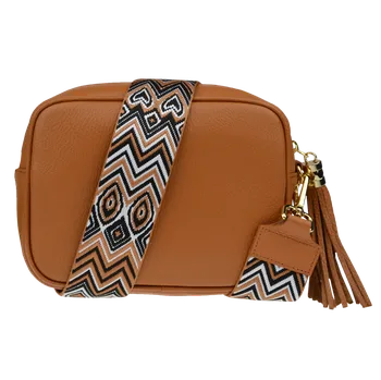 Kabelka NovaKabelka.cz Kožená italská crossbody kabelka Bala Camel s přídavným popruhem V