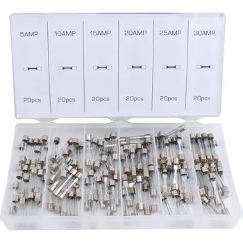 Autopojistky Autopojistky skleněné trubičkové, 5 - 30 A, pro autoveterány, sada 120 ks - ASTA