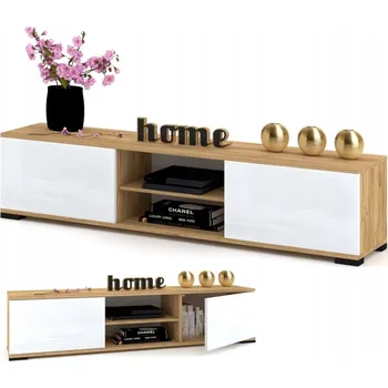 Komoda Stojící Skříňka RTV Police Komoda TV Stolek King Dub Craft Bílý Lesk 120