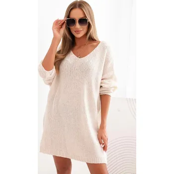 Dámské šaty Dámská sukýnka Plus Size vlněná s výstřihem do V světlá béžová UNI