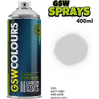 Modelářská barva Green Stuff World Matt Grey Spray Paint 400ml (Green Stuff World)