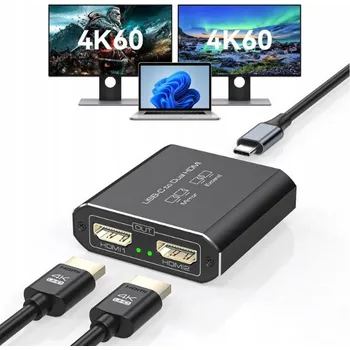 Video redukce Duální USB-C adaptér na duální HDMI 4K 60Hz pro macOS s režimem SST