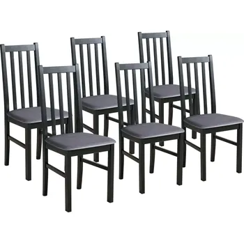 Jídelní židle Sada 6x dřevěná židle BOS10 Černá/Šedá