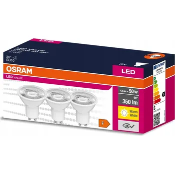 Žárovka 3 x OSRAM LED reflektor VALUE 4,5W 2700K GU10 36°