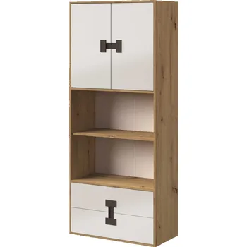 police Slevadoma Policový regál CRESTON 5 do dětského pokoje | dub artisan / bílý lesk