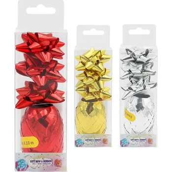Stuha Rozeta 45 mm + stuha 5 mm x 10 m (mix 3 barev) na blistru
