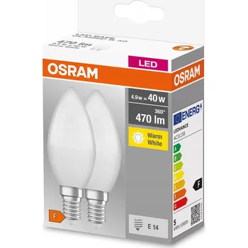 Žárovka 2x LED žárovka B37 E14 4,9W (ekvivalent 40W) 470lm 2700K Teplá bílá OSRAM