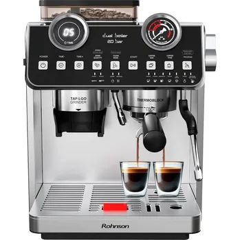 Kávovar Rohnson R-98200 Dual Boiler 20 Bar stříbrná