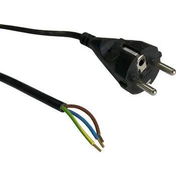 elektrický kabel Flexo PVC šňůra 863109-1-62/1.5, 3Gx1, dutinky, rovná vidlice, černá - 1,5 m