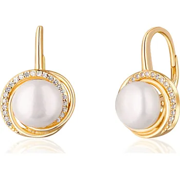 Náušnice JwL Luxury Pearls Luxusní žlutě zlacené náušnice s pravými říčními perlami JL0768 + 2 měsíce na vrácení zboží