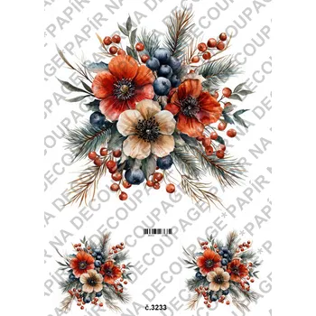 Umělecký papír Rýžový a soft papír na decoupage - Kytice - KB3233 Materiál: Soft, Rozměr: A4