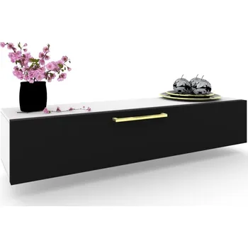 Komoda Závěsná TV skříňka, komoda, vitrína SIMPLY Zlatá Bílá Matná Černá 140 cm