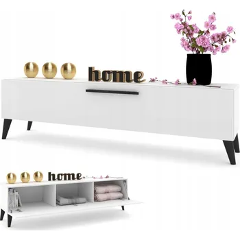 Komoda TV stolek / Komoda SIMPLY, bílý mat, dřevěné nohy černé, 160 cm