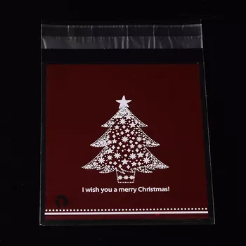 Dětské navlékací korálky Vánoční celofánový sáček 11x10 cm na šperky, cukroví a dárky – Stromeček