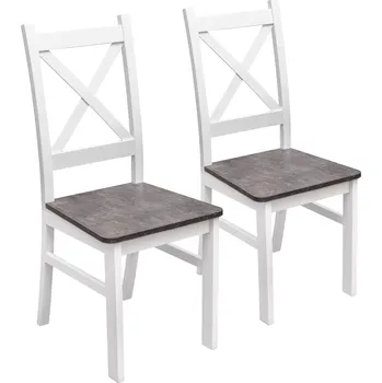 Jídelní židle Sada 2x dřevěná židle KRT Bílá/Beton