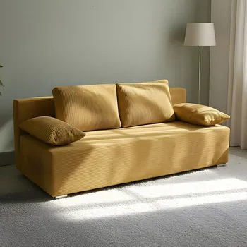 Pohovka Rozkládací pohovka Lunera 2 manšestr zlatá