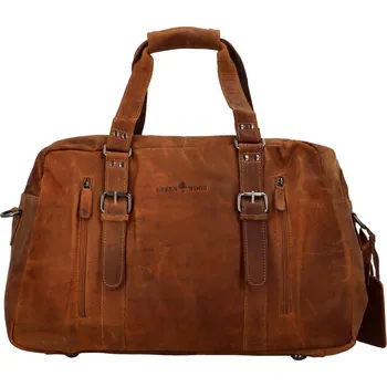 Kabelka Luxusní cestovní kožená taška Greenwood travel Sam, koňaková