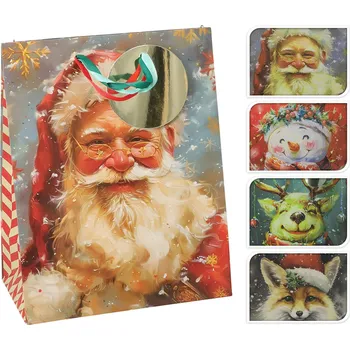 Dárková taška Vánoční dárková taška 18x10x23 cm, třpytivá (střední) - 4 vzory