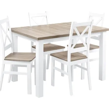 Jídelní stůl Stůl se 4 židlemi Z059 Bílá/Dub Sonoma