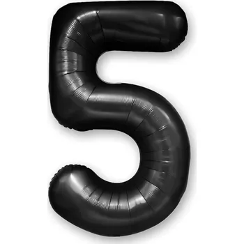Balónek FÓLIOVÝ BALÓNEK ČÍSLICE 5 ČERNÝ VELKÝ 100 CM NA HELIUM DEKORACE K NAROZENINÁM
