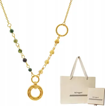 Náhrdelník Dámský pozlacený náhrdelník ACHÁT INDICKÝ srdíčka KOLEČKA ocel nastavitelná