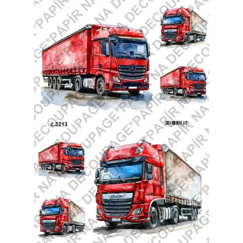 Umělecký papír Rýžový a soft papír na decoupage - Kamion - KB3213 Materiál: Soft, Rozměr: A4