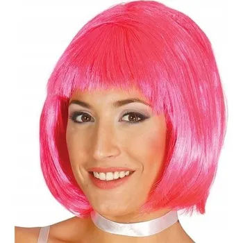 Karnevalová paruka Guirca paruka krátké růžové vlasy s ofinou