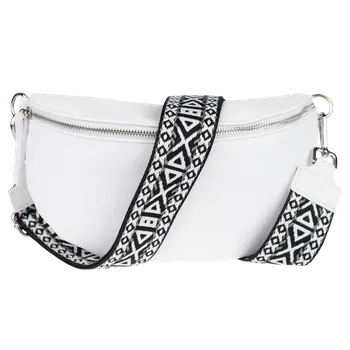 NovaKabelka.cz Kožená italská crossbody kabelka Reni Grande Bianca s přídavným popruhem